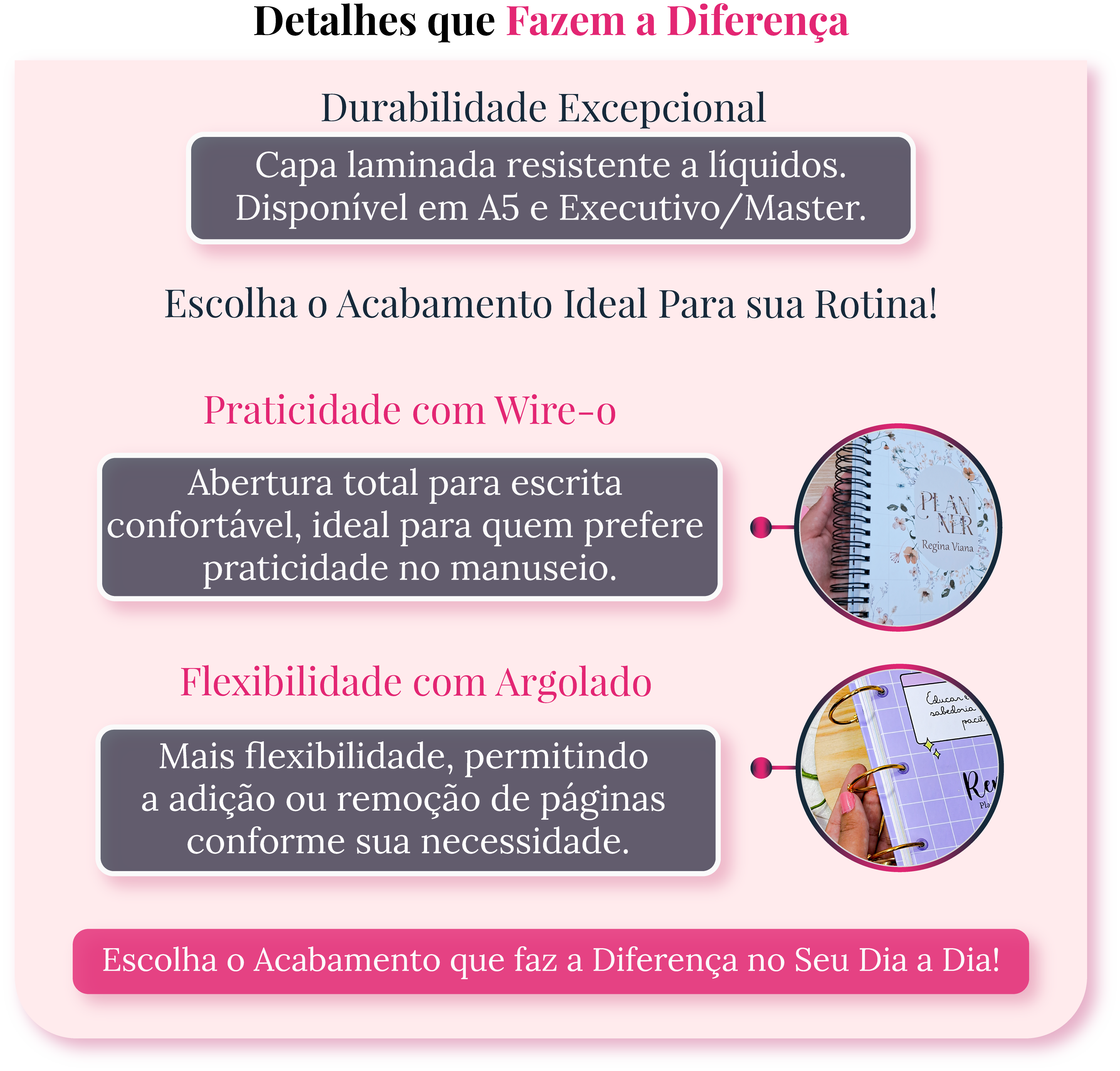 Planner 2025 com acabamento durável, wire-o e opção de argolado - Arte 18 Papelaria de Luxo